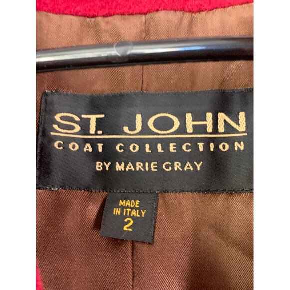 St. John Womens Coat Wool Angora Cashmere Red Size 2 RJ10627 Italy Lux - Picture 6 of 11